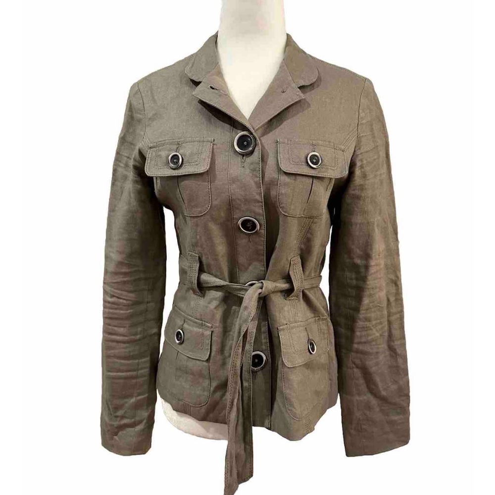 RW & Co Belted Linen Jacket Women’s Size 4 Safari